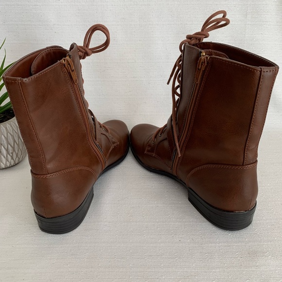 a.n.a. Brown Faux Leather lace Up Boots Woman’s 7.5M - Picture 9 of 12